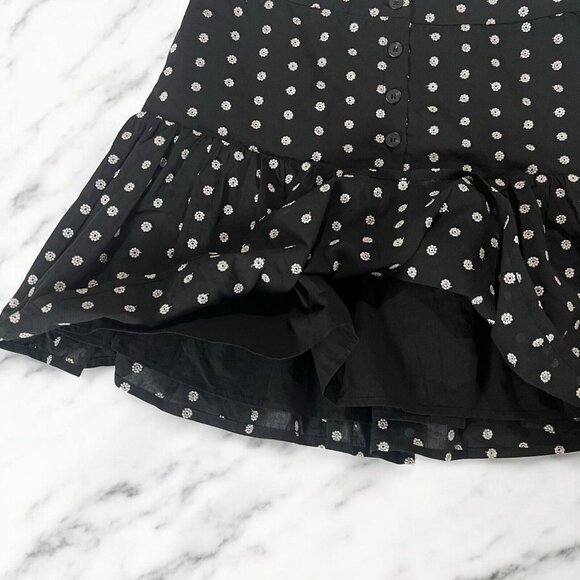 CECE Mini Skirt Size 10 Black Eyelet Floral Dot Embroidered Lined Drop Waist - Picture 5 of 5